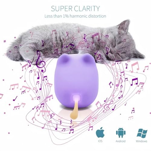 gingo Cute Cat Bluetooth Speaker (Purple*2) | Cat-shaped silicone tail, 40H playtime, TWS pairing, hands-free mic, BT5.3, 70g light, perfect home/office/outdoor/gift - color: Purple*2