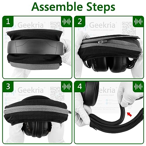 Geekria Hook and Loop Headband Cover Set, DIY Installation (Fits 3.5-4.5 cm Headbands), Compatible with Corsair, JBL, Logitech, Razer, Sennheiser, Turtle Beach, 3M(Cooling-Gel)