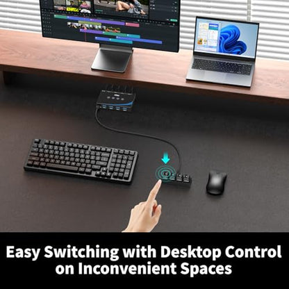 eKL USB 3.0 Switch 4 Computers Sharing USB Peripherals, 4 Port USB Switcher Sharing Mouse Keyboard Scanner Printer, with 3.5mm Headset Jack Audio Out, Includes 4 USB 3.0 Cables and Remote - size: USB3.0 4 in 4 out with desktop controller