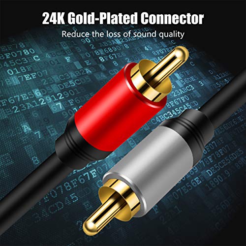 Tan QY 2RCA to 2RCA Audio Cable 3Ft-Gold Plated OFC for HDTV & Gaming | Premium OFC & Gold-Plugs Cable - Clear Bass, Noise Shielding for Home Theater, TV, Amp & Subwoofer - color: 3Ft/1M