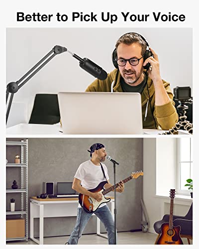 InnoGear Mic Boom Arm Microphone Stand with 2 Pieces 5/8" Thread Microphone Extension Pipe Mic Extender and 2 Pcs 3/8" to 5/8" Metal Adapter