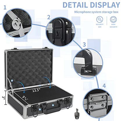 14 Inch Hard Shell Carrying Case | Ideal for Wireless Mic System Storage & Camera Gear Transportation with Customizable Pre-Diced DIY Foam - size: Inner：13.6''X 9.6''X 4.6''
