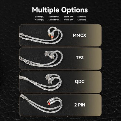 2m KZ ZS10 Pro IEM Earphones Cable, KBEAR ST24 Plus in Ear Monitor Cable 16 Core 5N OCC Silver-Plated Headphone Extension Cords for Moondrop Chu CCA CRA, ZS12 PRO X, Castor, ZAR, ZAS(2pin, 3.5mm Plug) - style: 2PIN-3.5mm