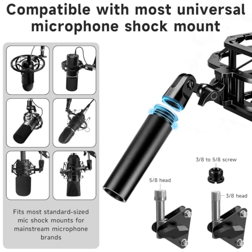 13 Pack Microphone Stand Adapter Screws with Extension Tube | 3/8 to 5/8 and 1/4 Screw Thread Adapter Mic Thread Adapter Set for Mic Boom Arm, Microphone Camera Tripod, Projector Stand