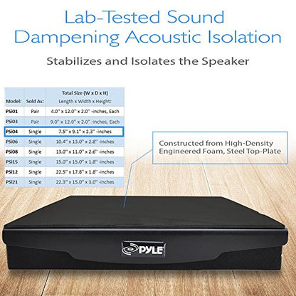 Pyle Speaker Isolation Pads - 7.5 x 9.1 x 2.3 inches - Acoustic Noise Isolation Platform - Foam Riser Recoil Stabilizer with Rubber Base for Studio Monitor, Subwoofer, Loudspeaker - PSIO4 - size: 7.5" x 9.1" (Single)