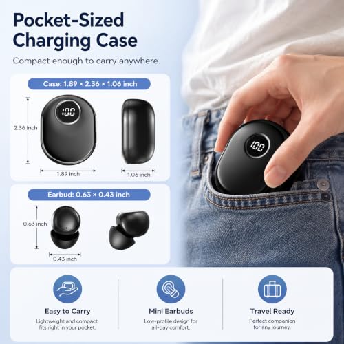 Invisible Sleep Earbuds for Side Sleepers, Mini Bluetooth Headphones, Black - color: Black
