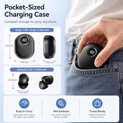 Invisible Sleep Earbuds for Side Sleepers, Mini Bluetooth Headphones, Black - color: Black