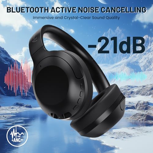 LexonElec Attack Shark G300 Wireless Active Noise Cancelling Headset, Bluetooth 5.3 Deep Bass HD Stereo Sound Over Ear, 20H Playtime, Built-in Mic Lightweight Design 3.5mm Gaming Headset (Black) - color: Black