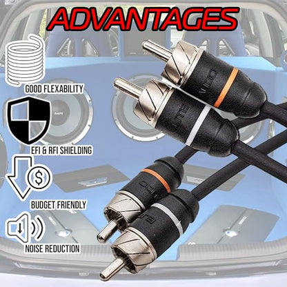 Premium Series 20ft. 6-Channel Car Audio RCA Cable – Double Shielded, Oxygen Free Copper, Noise Reducing Audio Cable for Amplifiers, Subwoofers, Speakers, and Processors – PRM620 - size: 20' (ft), style: 6-Channel