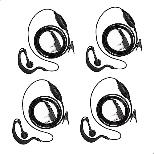 Pack of 4, Walkie Talkie Earpiece with Mic and PTT Button, Strengthen Durable Cable, 2 Pin Connector, Two-Way Radio Headsets for Baofeng UV-5R UV-82 BF-F8HP Walkie Talkies - style: Pack of 4