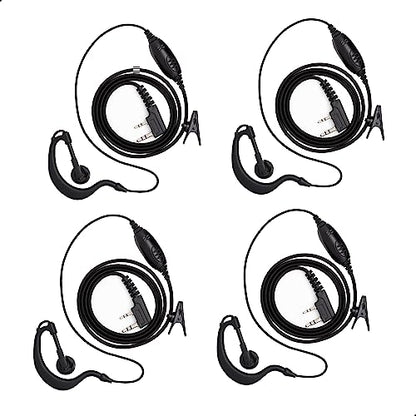 Pack of 4, Walkie Talkie Earpiece with Mic and PTT Button, Strengthen Durable Cable, 2 Pin Connector, Two-Way Radio Headsets for Baofeng UV-5R UV-82 BF-F8HP Walkie Talkies - style: Pack of 4