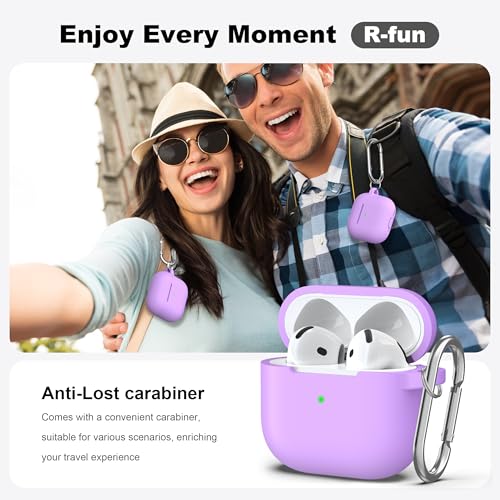 for AirPods 4th Case Cover with Cleaner Kit, Soft Skin Silicone Case Cover with Keychain, Full Protective Case for Men and Women, Compatible with Apple Latest AirPods 4 Case 2024, Lavender - color: C Lavender