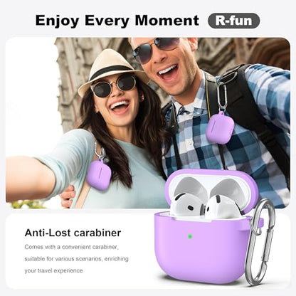 for AirPods 4th Case Cover with Cleaner Kit, Soft Skin Silicone Case Cover with Keychain, Full Protective Case for Men and Women, Compatible with Apple Latest AirPods 4 Case 2024, Lavender - color: C Lavender