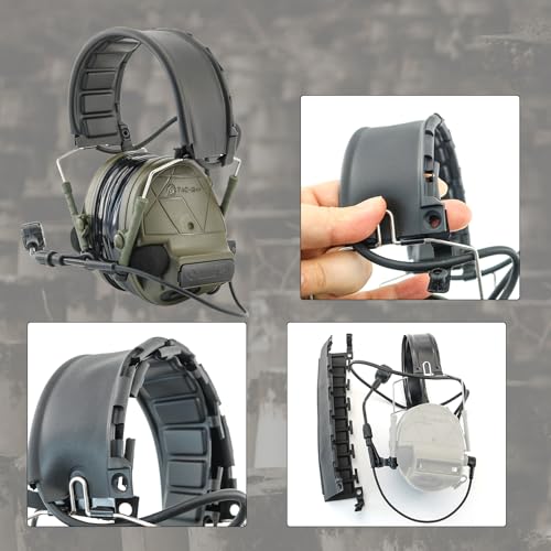 Tactical Headset Hearing Protection Sound Pickup Earmuff +U94 PTT+Detachable 7.0mm Cable for Airsoft Sports-HC5PRO(Green) - color: Green
