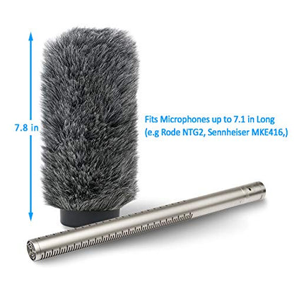NTG3 Microphone Windscreen - Deadcat/Windmuff for Rode NTG-3, Sennheiser MKH416 Shotgun Mic, Wind Shield Up to 7.1" Long by YOUSHARES - color: 02_Gray