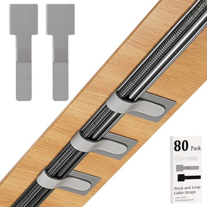 80PCS Hook and Loop Cable Straps, Cable Management Under Desk - color: Gray