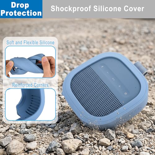 Silicone Case for Bose SoundLink Micro 2nd Gen Speaker, Shockproof Travel Protective Sleeve Soft Skin Cover with Shoulder Strap (Case Only) (Blue) - color: Blue