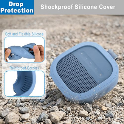 Silicone Case for Bose SoundLink Micro 2nd Gen Speaker, Shockproof Travel Protective Sleeve Soft Skin Cover with Shoulder Strap (Case Only) (Blue) - color: Blue
