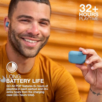 JLab Go Air Pop True Wireless Bluetooth Earbuds + Charging Case, Slate, Dual Connect, IPX4 Sweat Resistance, Bluetooth 5.1 Connection, 3 EQ Sound Settings Signature, Balanced, Bass Boost - color: Slate