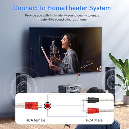 30cm RCA Y Splitter Cable，Shielded RCA RCA 1 Female to 2 Male Stereo Audio Cable for Car Audio, Subwoofer, TV, CD Player, Home Theater（2 Pack）