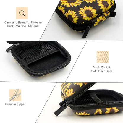 Earbud Case,Headphone Organizer Earbud Storage Bag, Hard EVA Shockproof Cover Carrying Case with Carabiner Clip Compatible with AirPods 5 4 AirPods Pro 2nd /3/2/1 Bose Galaxy (Sunflower) - color: Sunflower