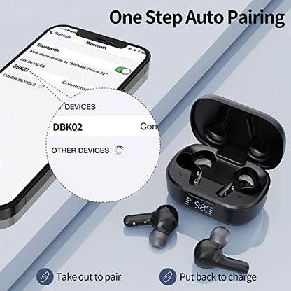 MOZOTER Bluetooth 5.3 Wireless Earbuds,Deep Bass Loud Sound Clear Call Noise Cancelling with 4 Microphones in-Ear Headphones with Wireless Charging Case Compatible for iPhone Android,Workout - color: Black
