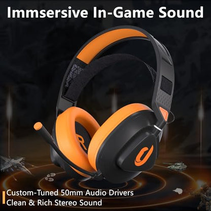 Jeecoo G90 Gaming Headset with Microphone for PC PS4 PS5 - Low-Latency 2.4G Wireless & Bluetooth V5.3, Superb Stereo Sound, Lightweight & Comfortable Over-Ears Gaming Headphones (Not for Xbox)