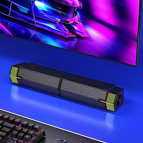 Jeecoo M20 Bluetooth Computer Speakers for PC Desktop Monitor, Gaming PC Sound Bar - Wired USB-Powered, Superb Stereo Sound, with Gradient RGB Lighting - Combine/Separate to Customize Your Desk | Gaming PC Sound Bar Wired USB-Powered with Gradient RGB Lig