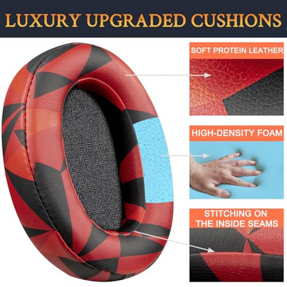 SOULWIT Earpads for Sony WH-XB900N/WH-CH710N/WH-CH720N/WH-RF400/MDR-RF895RK Headphones, Ear Pads Cushions with Soft Protein Leather, High Density Foam - Red Storm - color: Red Storm