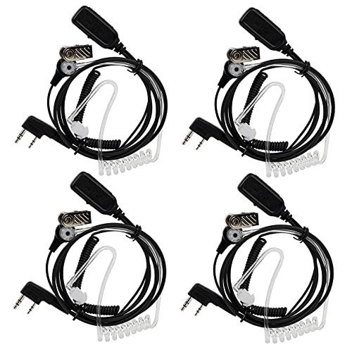 Retevis Walkie Talkie Earpiece with Mic, for RT22/RT21/RT68/H777/RT68H | VOX, Coil Tube, Compatible with Pxton, Baofeng BF-888S, Kenwood walkie talkies, Acoustic Tube Radio Earpiece(4 Pack)