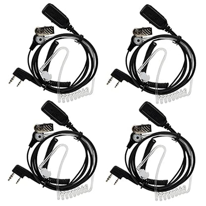 Retevis Walkie Talkie Earpiece with Mic, for RT22/RT21/RT68/H777/RT68H | VOX, Coil Tube, Compatible with Pxton, Baofeng BF-888S, Kenwood walkie talkies, Acoustic Tube Radio Earpiece(4 Pack)