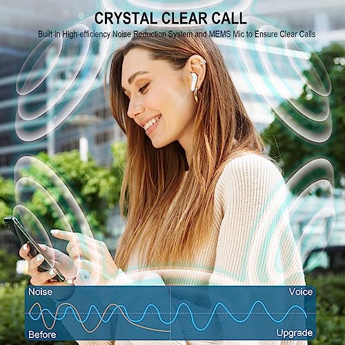 2026 Wireless Earbuds, Bluetooth 5.3 Headphones HiFi Stereo, 48H Playtime | In-Ear Headphones with ENC Noise Cancelling Mics, Earbuds for Android iOS, LED Display, IP7 Waterproof Wireless Headphones - color: snow-white