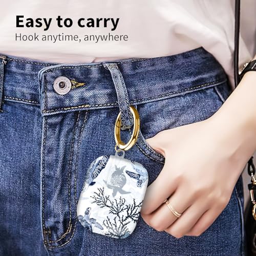 Compatible with Airpod pro 2nd/1st Generation Case Cover with Gold Round Keychain Cute Pattern Hard & Anti Slip Cover for Men Women & Girls（Swimming Turtles） - color: Swimming turtles