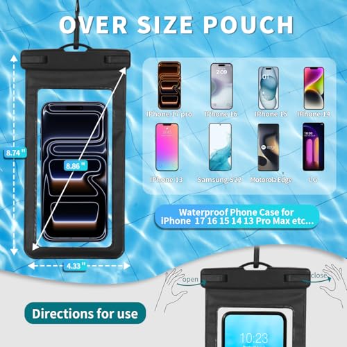 EBODA Bluetooth Shower Speaker with Waterproof Phone Pouch, Gifts for Men | Rugged & Ready for Any Wet Adventure, Stuff for Boat, Travel, Beach, Cruise Essentials, Touch Screen, Lanyard Included - color: Black+Black