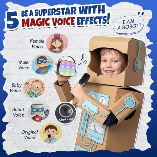 YLL Mini Karaoke Machine for Kids Adults, Birthday Gifts for Boys 3, 4, 5, 6, 7, 8, 9+ Years Old, Portable Bluetooth Speaker with 2 Rechargeable Wireless Microphones Family Home Party (Black) - color: Black