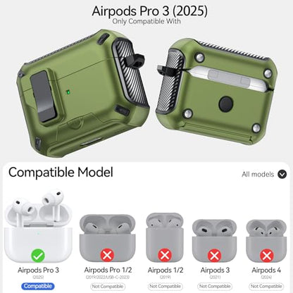 for AirPods Pro 3 Case Safety Lock (Dark Green) - color: W-Dark Green