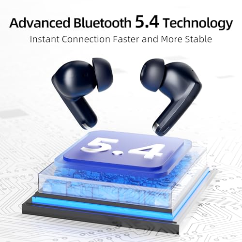 Wireless Earbuds, 100H Bluetooth 5.4 Headphones, ENC+ ANC Noise Cancelling Touch Control True Wireless Bluetooth Ear Buds,Stereo Deep Bass Bluetooth Headset for Sports/Workout/Gym(Blue) - color: Blue