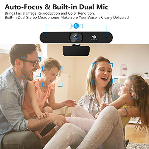 Z-Edge ZW511 1080P FHD Webcam, Live Streaming Camera with Stereo Microphone, Plug and Play, Desktop or Laptop USB Webcam for Widescreen Video Calling and Recording
