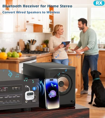 KAIY Airplane Bluetooth Transmitter for TV to Headphones | 2-in-1 Bluetooth Audio Adapter with Screen Volume Knob, Dual 3.5mm AUX Jack Adapter to Headphones or Car Stereo