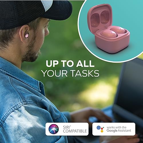 Mini Invisible Wireless Earbuds, Bluetooth 5.3, Mic & Charging Case, Pink | 12-HR Playtime, Touch Control, Sweat & Splash Resistant, Works with Siri, Alexa & Google, Compatible with iPhone & Android - color: C-Pink