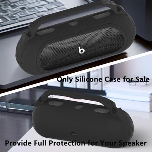 Silicone Cover Case Compatible with Beats Pill 2024 Bluetooth Speaker | Accessories for Beats Pill Speaker Protective Case with Handle, Shockproof and Anti-Scratch Cover (Black) - color: Black