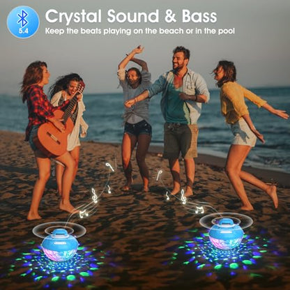 Bluetooth Pool Speaker w/Colorful Pool Fountain Light, 3 in 1 Floating Pool Speaker Loud Sound, IP68 Waterproof Floating Hot Tub Speakers, Bluetooth 5.4, 24H Playtime Pool Wireless Speakers - color: Deep Blue