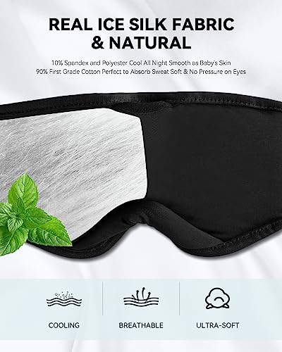 MUSICOZY Sleep Headphones Bluetooth 5.4 Sleep Mask with HD Sound | Breathable Flat Design with Cooling Lining, Washable Headband, 14 Hours Playtime for Travel Meditation Relaxation Gifts - color: Navy Blue