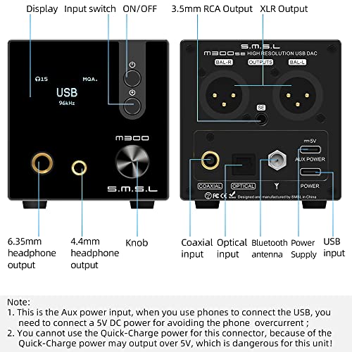 SMSL M300SE(Upgraded),Two CS43131 Chip MQA Audio Decoder,Ear Amplifier,Third Generation XMOS,PCM768kHz/32bit DSD256,DOP64,5 PCM Filters,True Balanced Output XLR,THD+N -117dB