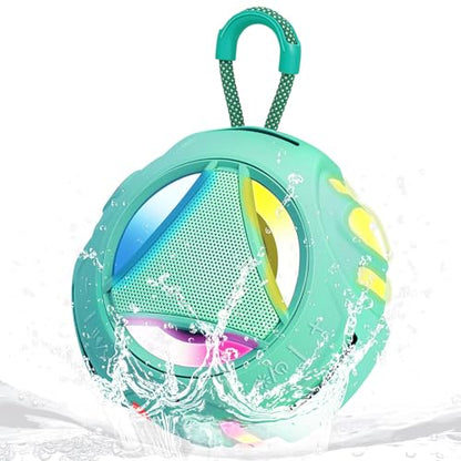 Portable Bluetooth Speaker, IPX7 Waterproof Shower Speaker, Wireless Outdoor Speakers, Floating, Built-in Mic, 24H Playtime with LED Lights, Loud HD Sound, Powerful Bass, Gifts for Unisex - Sky Blue - color: Sky Blue