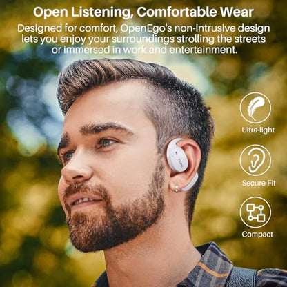 TOZO OpenEgo Open Ear Earbuds 80H Bluetooth 5.3 Headphones Sport Earbuds | Open Ear Structure with Earhooks, 32 EQ Modes, Digital LED Display,HD Clear Calls, Comfort Wear For Running, Travel, Office - color: Snow White