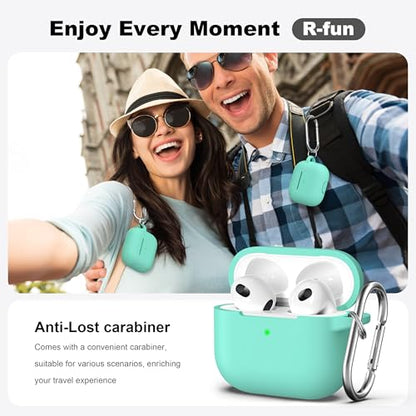 for AirPods 3 Case Silicone Cover, Mint Green | Compatible with Apple AirPods 3rd Generation (2021) with Keychain & Cleaner Kit, Wireless Charging Compatible - color: I3-Mint Green
