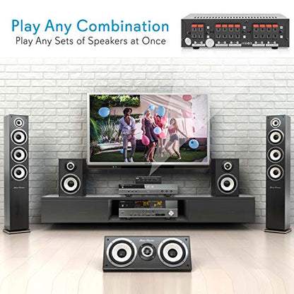 Pyle 4-Channel High Power Stereo Speaker Selector - A/B/C/D | For Multi-Channel High-Power Amp Installations - Supports up to 4 Pairs of Switched Speakers - PSS4