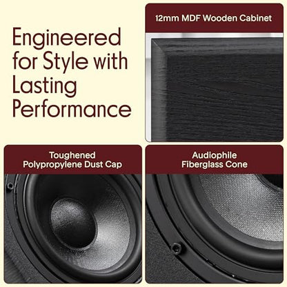 Pyle 6.5” Wired Bookshelf Speakers Pair – 2-Way HiFi Home Theater Stereo Speakers with Soft Dome Tweeter, Paper Cone Woofer & Wall Mount Brackets – Compact Speaker System, Black - color: Black, size: 6 inch