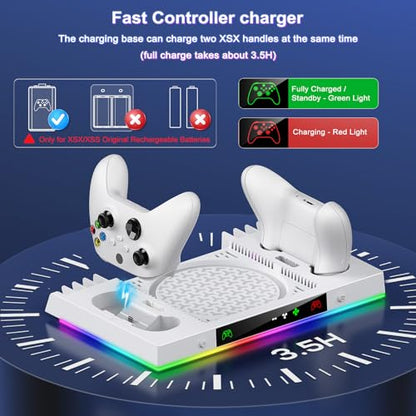 LED Cooling Stand & Charging Station for Xbox Series X, Snow White - color: Snow White